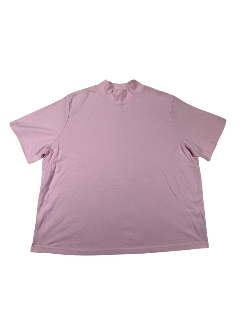 UltraSoft Pink Short Sleeve Mock Neck Top 3X Womens Relaxed Fit Shirt